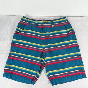 Arizona Jean Co Shorts Men 32 Green Striped Southwest Aztec Colorful Twill